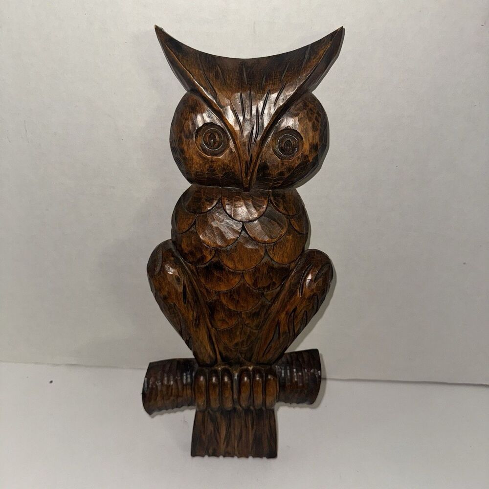 Vintage Hand Carved Wooden Owl Wall Hanging Signed Steven Nix Rustic Decor